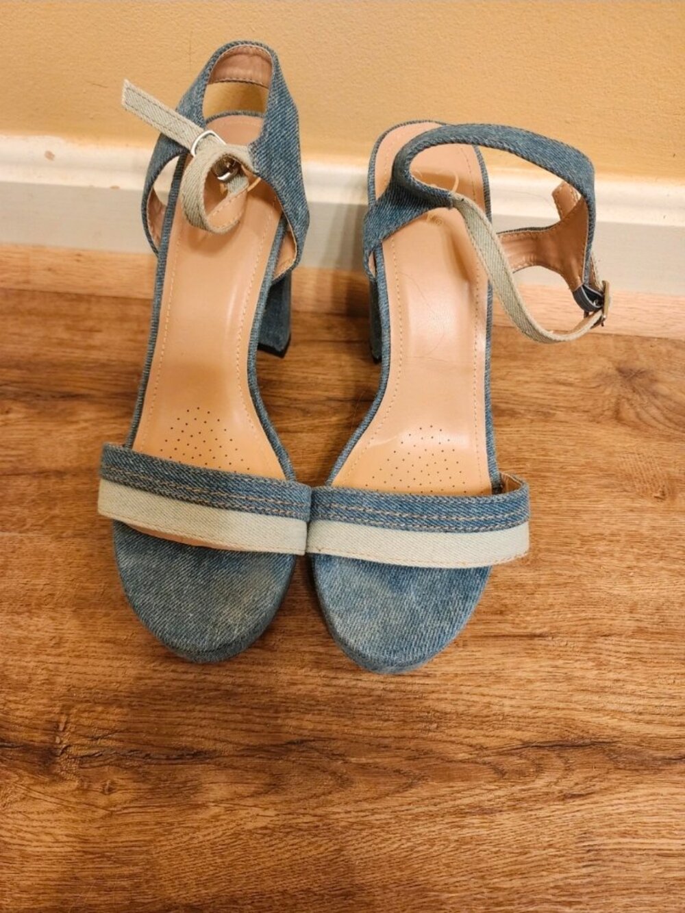 Windsor Denim Platform Block Heel Sandals